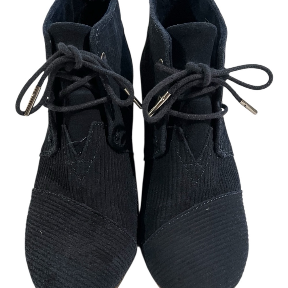Toms Desert Blue Suede Corduroy lace-up Wedge Ankle Booties - Picture 2 of 8